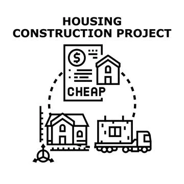 Housing construction project development with affordable delivery Stock Illustration