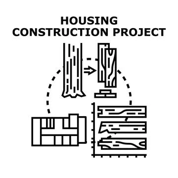 Housing construction project planning and development concept Stock Illustration