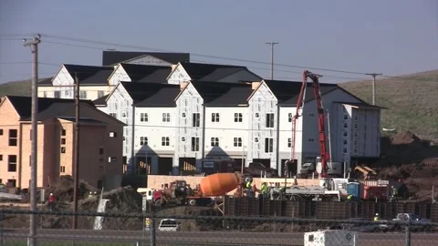 Housing construction, several muli-unit apartment buildings Stock Footage 270237530
