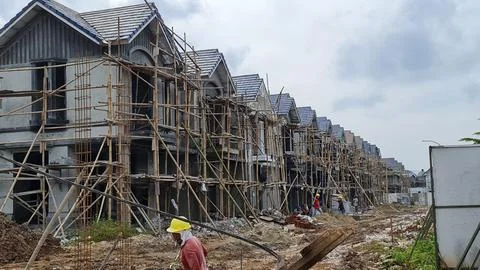 Housing Construction Site On Progress Stock Photos