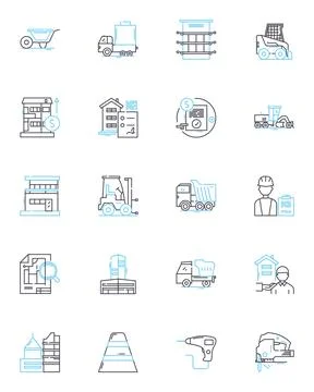Housing developers linear icons set. Construction, Real Estate, Development Stock Illustration
