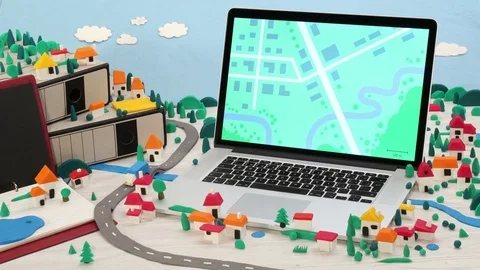 Housing development &amp; city planning concept, office desk - stop motion Stock Footage 73280967