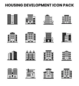 Housing Development DuoTone Design Icons Pack 库存插图