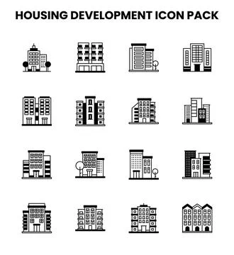 Housing Development DuoTone Vector Icons Pack 库存插图