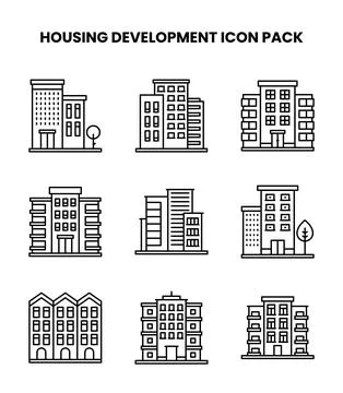 Housing Development Line Graphics Icons Pack Stock Illustration