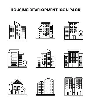 Housing Development Line Graphics Icons Pack Stock Illustration