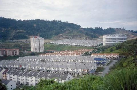 Housing development with mountains in the background, Kuala Lumpur, Malaysia Stock Photos