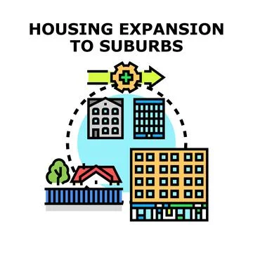 Housing expansion developing suburbs and urban areas Stock-Illustration