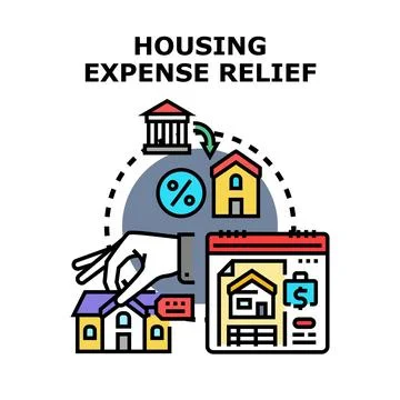 Housing expense relief program support receiving financial aid 스톡 일러스트