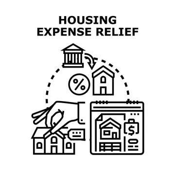 Housing expense relief program support receiving financial aid Stock Illustration