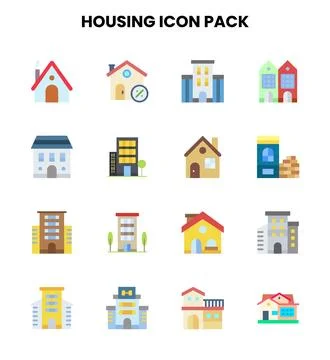 Housing Flat Bundle Icons Pack イラスト素材