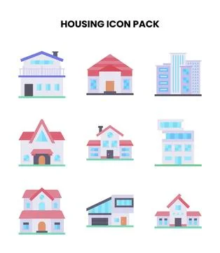 Housing Flat Bundle Icons Pack Ilustración de archivo