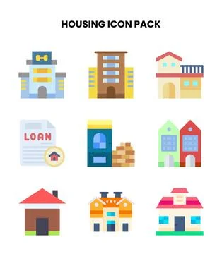 Housing Flat Graphics Icons Pack Stock Illustration