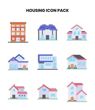 Housing Flat Graphics Icons Pack Stock Illustration