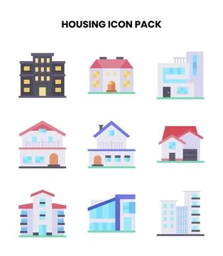 Housing Flat Icons Pack Ilustración de archivo