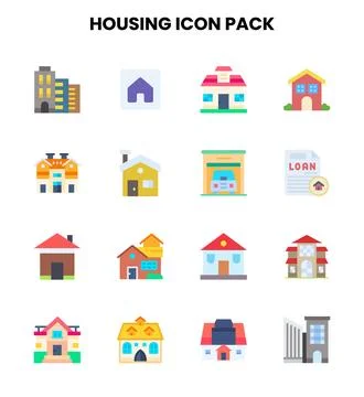 Housing Flat Scalable Icons Pack Ilustración de archivo