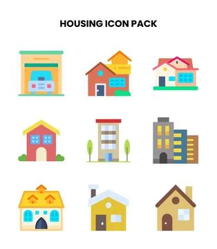 Housing Flat Set Icons Pack イラスト素材