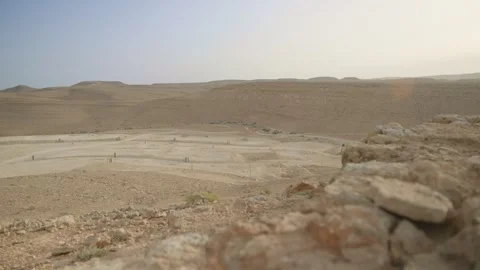 Housing foundations and infrastructure development in the desert Stock Footage 284455934