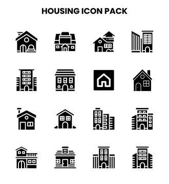 Housing Glyph Bundle Icons Pack Stock Illustration