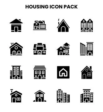Housing Glyph Bundle Icons Pack Ilustración de archivo