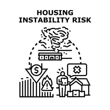 Housing instability risk presenting potential home loss due to economic downt Stock Illustration