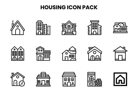 Housing Line Bundle Icons Pack Stock Illustration