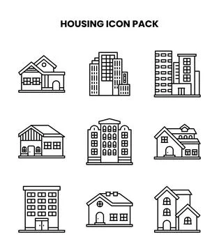 Housing Line Bundle Icons Pack Ilustración de archivo
