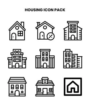 Housing Line Bundle Icons Pack Ilustración de archivo