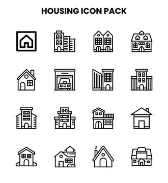 Housing Line Bundle Icons Pack Stock Illustration