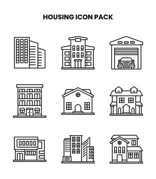 Housing Line Icons Pack Stock Illustration