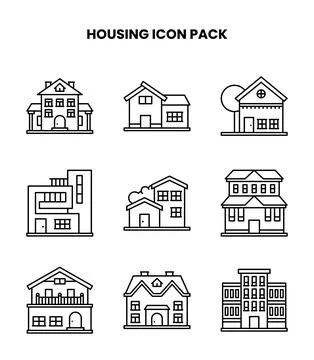 Housing Line Vector Icons Pack Stock Illustration