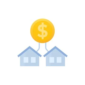 Housing market icon, flat vector design Stock Illustration