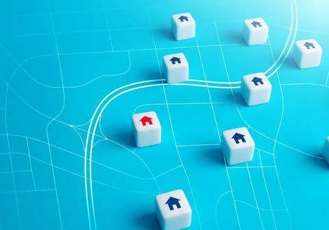 Housing options when searching on the map. Rent. Realtor service. Real esta.. Stock Photos