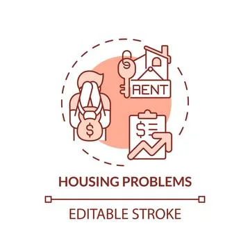 Housing problems red concept icon Stock Illustration