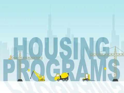 Housing Programs Means Home Or Property Plan Stock Illustration