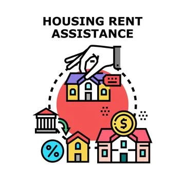 Housing rent assistance program providing financial help 库存插图
