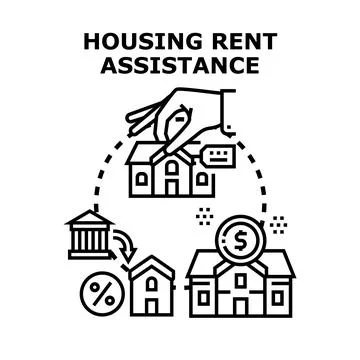 Housing rent assistance program providing financial help Illustrazione stock