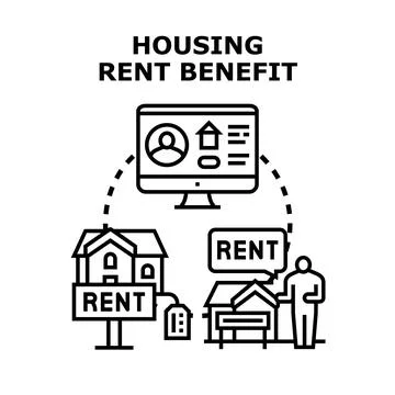 Housing rent benefit program for real estate leasing Stock Illustration