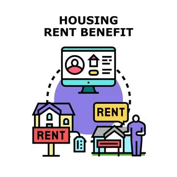 Housing rent benefit program for real estate leasing Stock Illustration