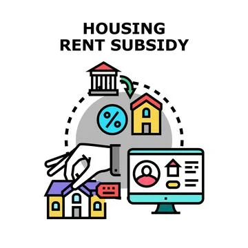 Housing rent subsidy program offering financial assistance Illustrazione stock