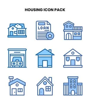 Housing Two Colour Vector Icons Pack Illustration