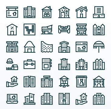 Housing Vector Icon Set with 36 Bold Line 256x256 PIXEL Perfect Graphics Stock-Illustration