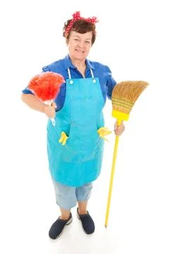 Houskeeper Ready for Action Stock Photos