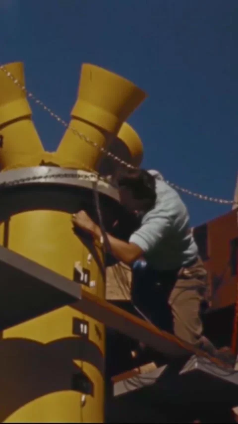 HOUSTON - 1963 - The Launch Escape System of an Apollo spacecraft is tested in Stock Footage 342897390