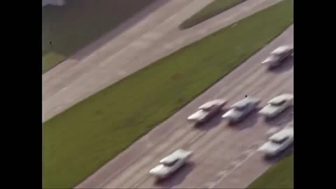 HOUSTON - 1966 - Aerial view of congested highways converging in Houston, Texas. Stock Footage 259378844