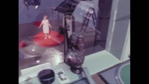 HOUSTON - 1966 - A singer performs on a KUHT soundstage for live TV, monitored Stock Footage 277281531