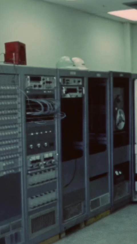 HOUSTON - 1968 - Interiors of the computer room at NASA's Apollo Land Impact Stock Footage 340300315