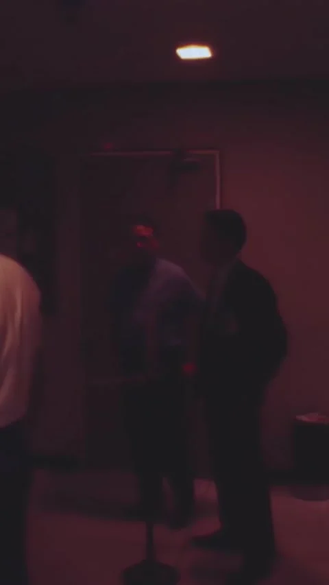 HOUSTON - 1969 - Security guards exit an elevator for the VIP viewing room at Stock Footage 342904411
