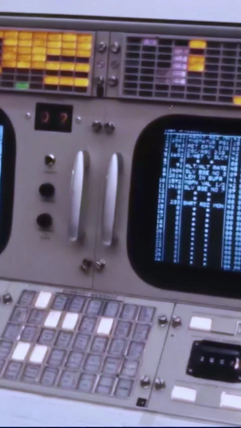 HOUSTON - 1970 - Computer screens store data at NASA's Mission Control Center. Stock Footage 342916775