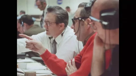 HOUSTON - 1970 - Computers are used by aerospace engineers and flight directors Stock Footage 313050693